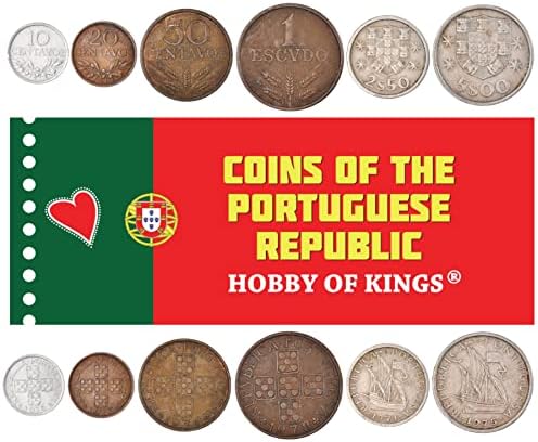 6 מטבעות מפורטוגל | אוסף סט מטבעות פורטוגזי 10 20 50 סנטבוס 1 2.50 5 אסקודוס | הופץ 1969-1979 | ספינה | Quinas